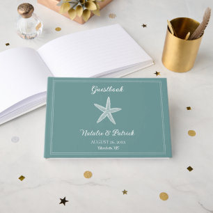 Teal Starfish Wedding Guest Book