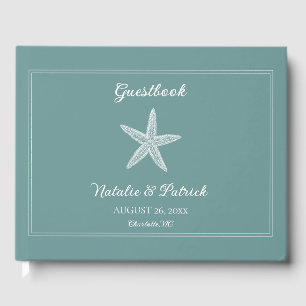 Teal Starfish Wedding Guest Book