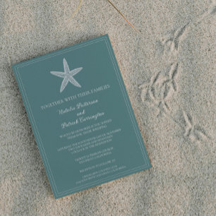Teal Starfish Wedding Invitation