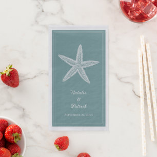 Teal Starfish Wedding Napkin