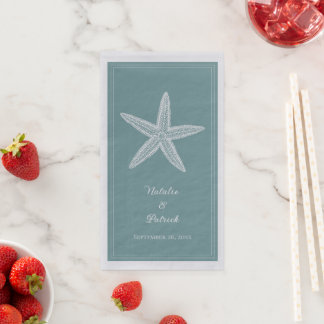 Teal Starfish Wedding Napkin