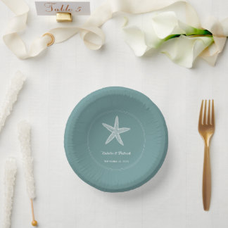 Teal Starfish Wedding Paper Bowls Paper Plate