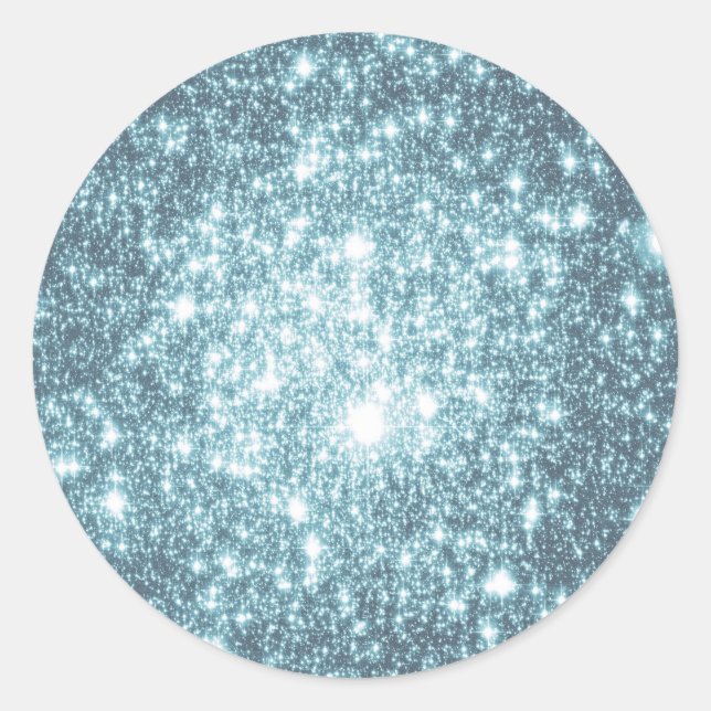 Teal Stars Classic Round Sticker (Front)