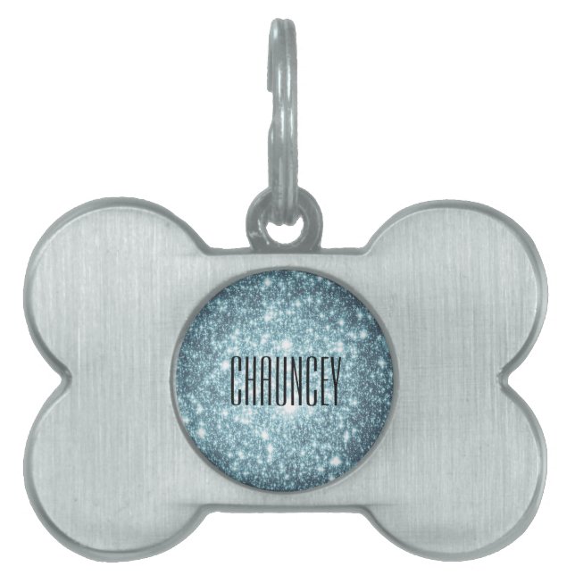 Teal Stars Pet Name Tag (Front)