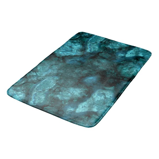 Teal Stone abstract Bath Mat (Angled)