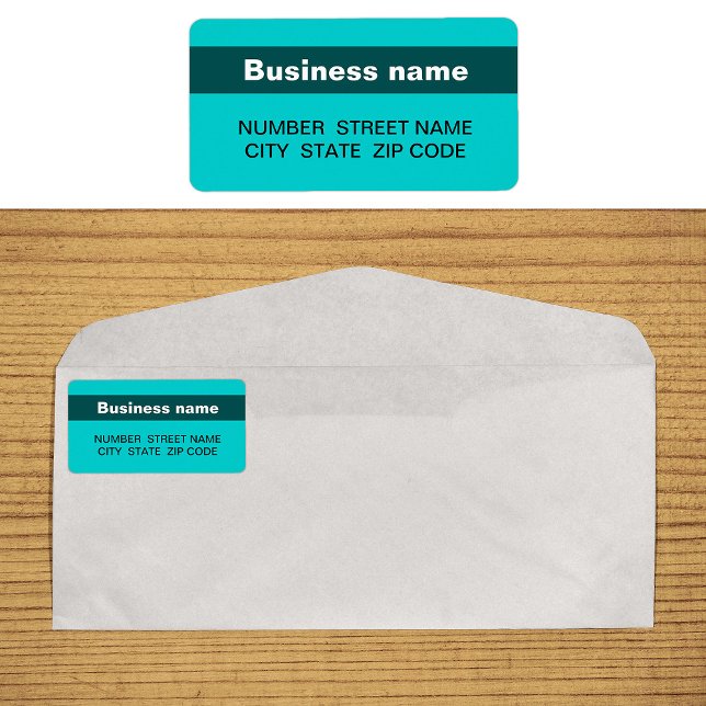 Teal Stripe On Business Address Label (Teal green address label with your highlighted brand name)