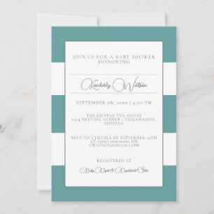 Teal Striped Baby Shower Invitation