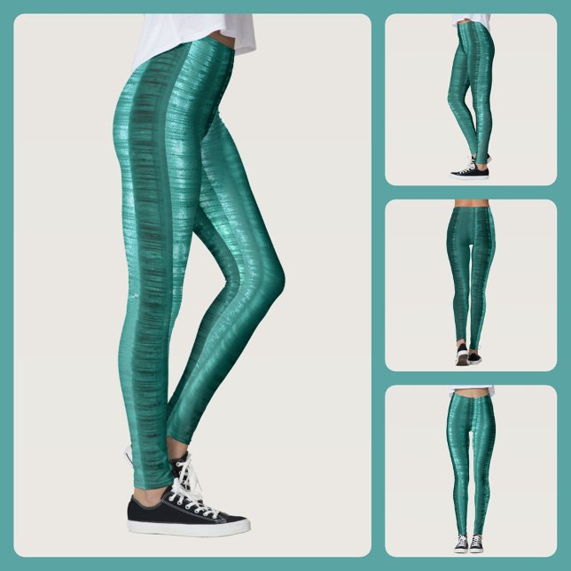 Teal Striped Chic Leggings (Creator Uploaded)