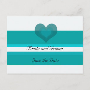 Teal Striped Save the Date Announcement Postcard