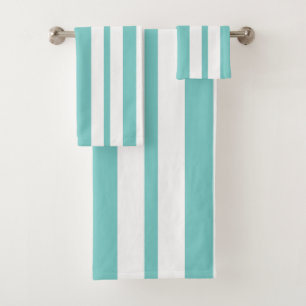 Teal Stripes Bath Towel Set