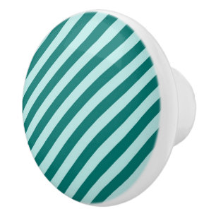 Teal Stripes Ceramic Knob