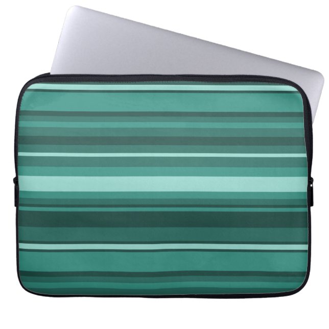 Teal stripes laptop sleeve (Front)