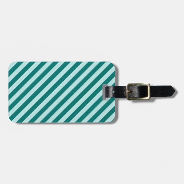 Teal Stripes Luggage Tag (Front Horizontal)