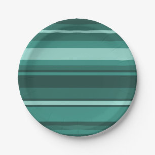 Teal stripes paper plate