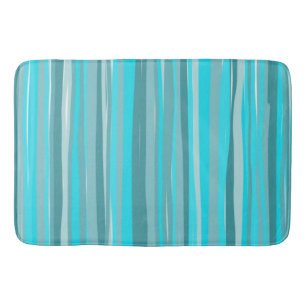 Teal Stripes Vertical Bath Mat