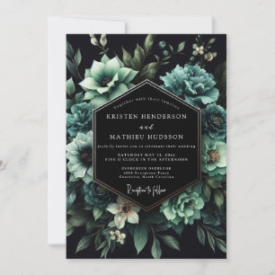 Teal Succulent Bloom Wedding Invitation