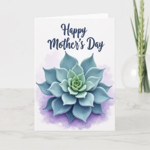 Teal Succulent Mothers Day Card