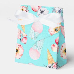Teal Summer Fun Flower Ice Cream Cone - Pattern Favour Box