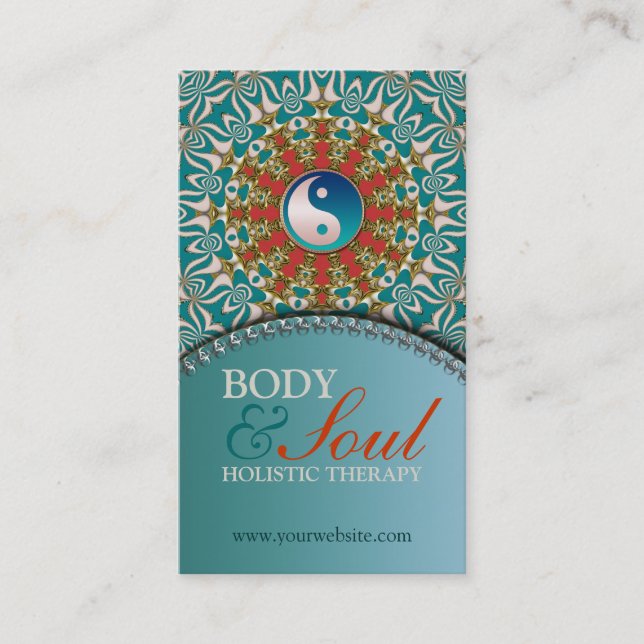 Teal Sunshine New Age Yin Yang Business Card (Front)