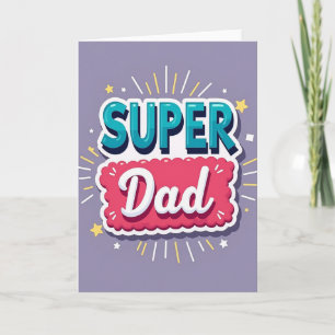 Teal Super Dad Stars Card