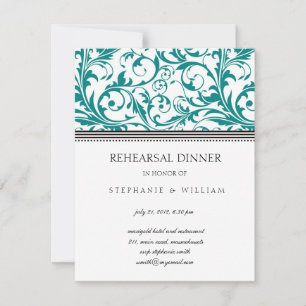Teal Swirl Rehearsal Dinner Card