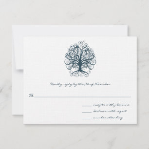 Teal Swirl Tree  Wedding  Response Card