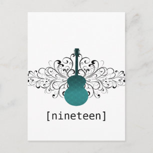 Teal Swirls Guitar Table Postcard
