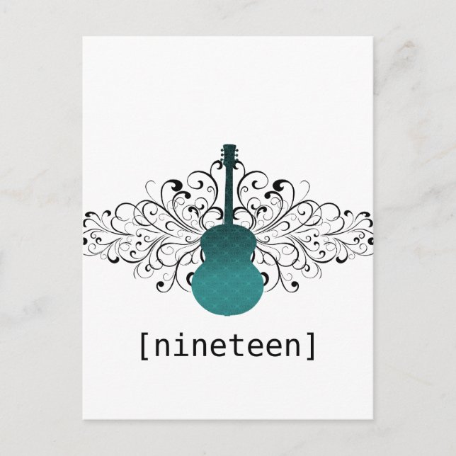 Teal Swirls Guitar Table Postcard (Front)