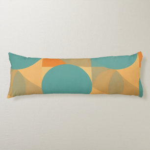 Teal, Tan, and Orange in Retro Look Pattern Body Cushion