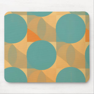 Teal, Tan, and Orange in Retro Look Pattern Mouse Pad