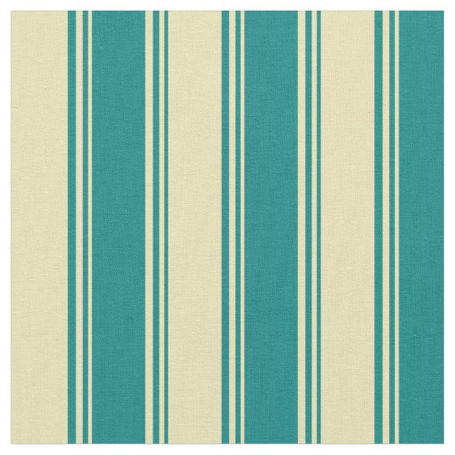 Teal & Tan Stripes Fabric (Close Up)