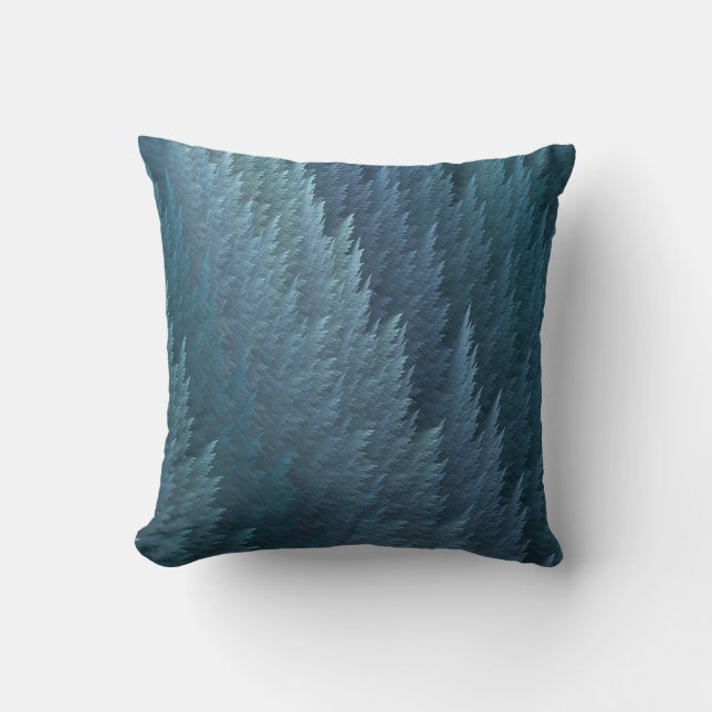 Teal Tartan Feather Pattern Design Throw Pillow (Front)
