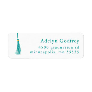 Teal Tassel Graduation Return Address