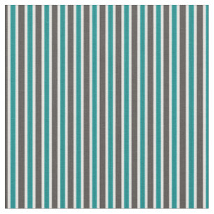 Teal, Taupe and white stripes Fabric
