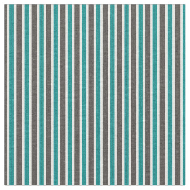 Teal, Taupe and white stripes Fabric (Close Up)