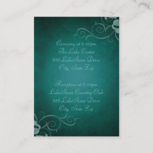 Teal & Teal Scroll Guest Info Business Card
