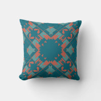 Teal Terracotta Red Turquoise Crisscrossed Diamond
