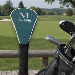 Teal Textured Leather Monogram Personalised Name Golf Head Cover