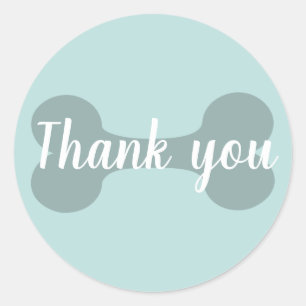 Teal Thank You Dog Bone Sticker