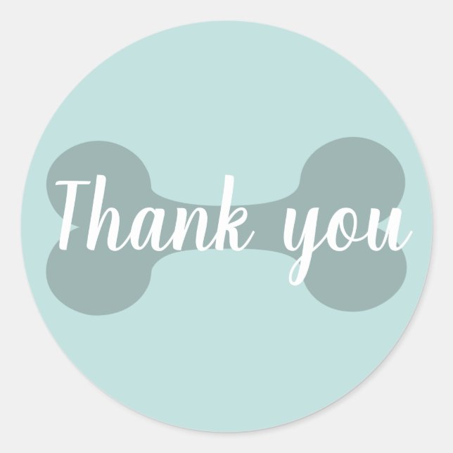 Teal Thank You Dog Bone Sticker (Front)