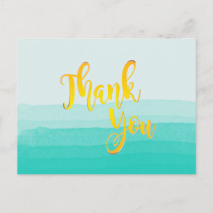 Teal Thank You  Watercolor Beach Postcard
