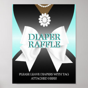 Teal Tiffany Baby Shower Diaper Raffle Sign Poster