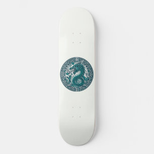 Teal Tiger Circle Skateboard