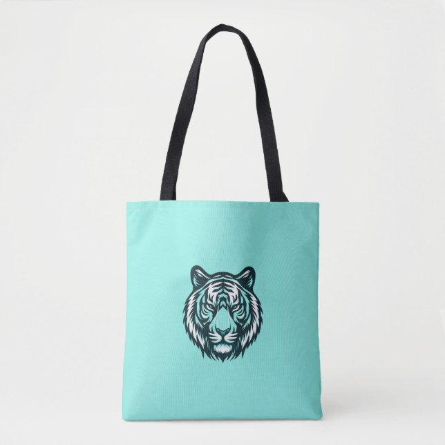 Teal Tiger Design Too Tote Bag (Front)