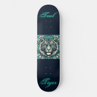 Teal Tiger in Scrolly Square Skateboard