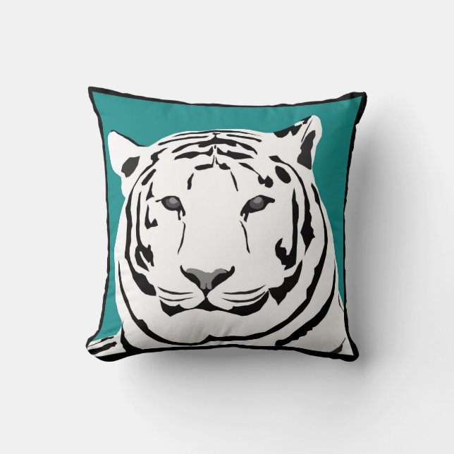 Teal Tiger Throw Cushion (Front)