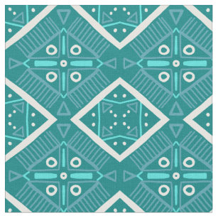 Teal Tile Geometric Pattern Fabric