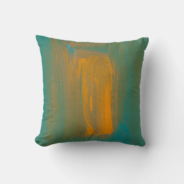 Teal to orange Throw Pillow (Front)