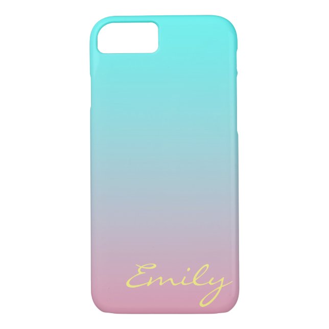 Teal to Pink Simple Gradient Blended Background Case-Mate iPhone Case (Back)