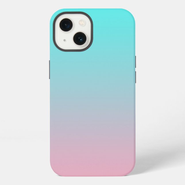 Teal to Pink Simple Gradient Blended Background iPhone Case (Back)